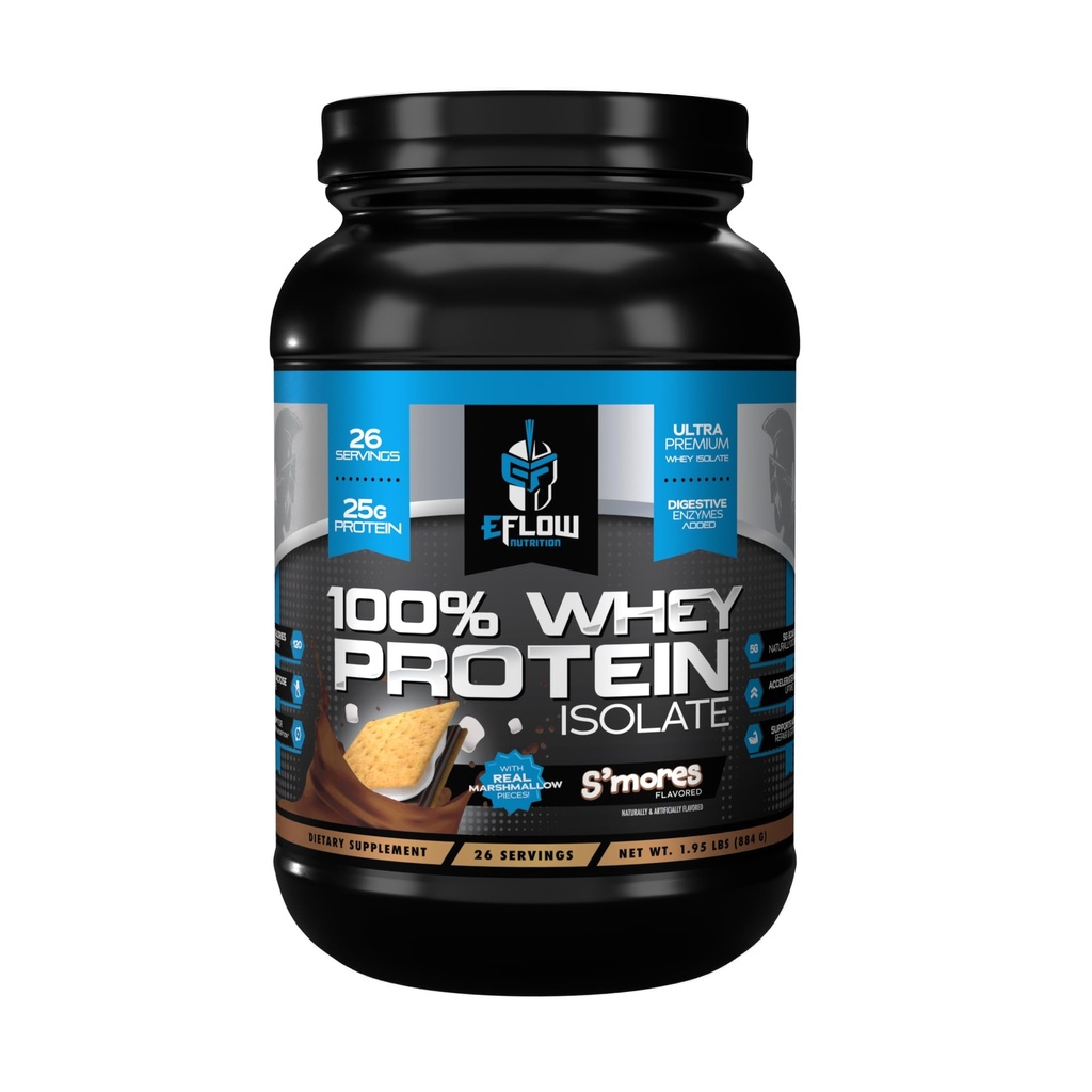 eFlow Διατροφή 100% Whey Protein Isolate - Γλουτένη & Λακτόζη-Free Digestive Enzymes Προστέθηκε, χαμηλή υδατάνθρακες, Post Processout Shake, Fast Digesting για Βέλτιστη αποκατάσταση μυών - S'Mores (26 Servings)