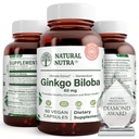 Φυσικό Nutra Ginkgo Biloba, βελτιώνει την κυκλοφορία στον εγκέφαλο και ενισχύει τη μνήμη, αυξάνει τη ροή οξυγόνου, και την ενίσχυση της λειτουργίας του εγκεφάλου, Nerve Υγεία υποστήριξης, Vegan και Gluten Free, (60) κάψουλες