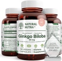 Φυσικό Nutra Ginkgo Biloba, βελτιώνει την κυκλοφορία στον εγκέφαλο και ενισχύει τη μνήμη, αυξάνει τη ροή οξυγόνου, και την ενίσχυση της λειτουργίας του εγκεφάλου, Nerve Υγεία υποστήριξης, Vegan και Gluten Free, (60) κάψουλες