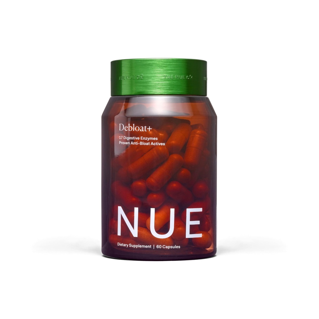 The Nue Co. Debloat+ Supplement - Vegan & Gluten Free Digestive Supplement for Bloating, Gas & Abdominal Discomfort - Debloat Pills for Gut Health & Immunity - 60 Capsules