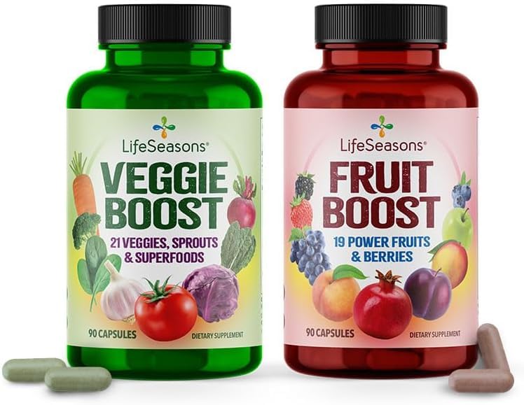 LifeSeasons Fruits & Veggies Συμπληρώματα - 40 Φρούτα & Λαχανικά Superfoods - Διατροφική Υποστήριξη για Ανοσία και Ευεξία - Βιταμίνες Ορυκτά & Αντιοξειδωτικά - 3X Potency - 90 Count (Pack of 2)