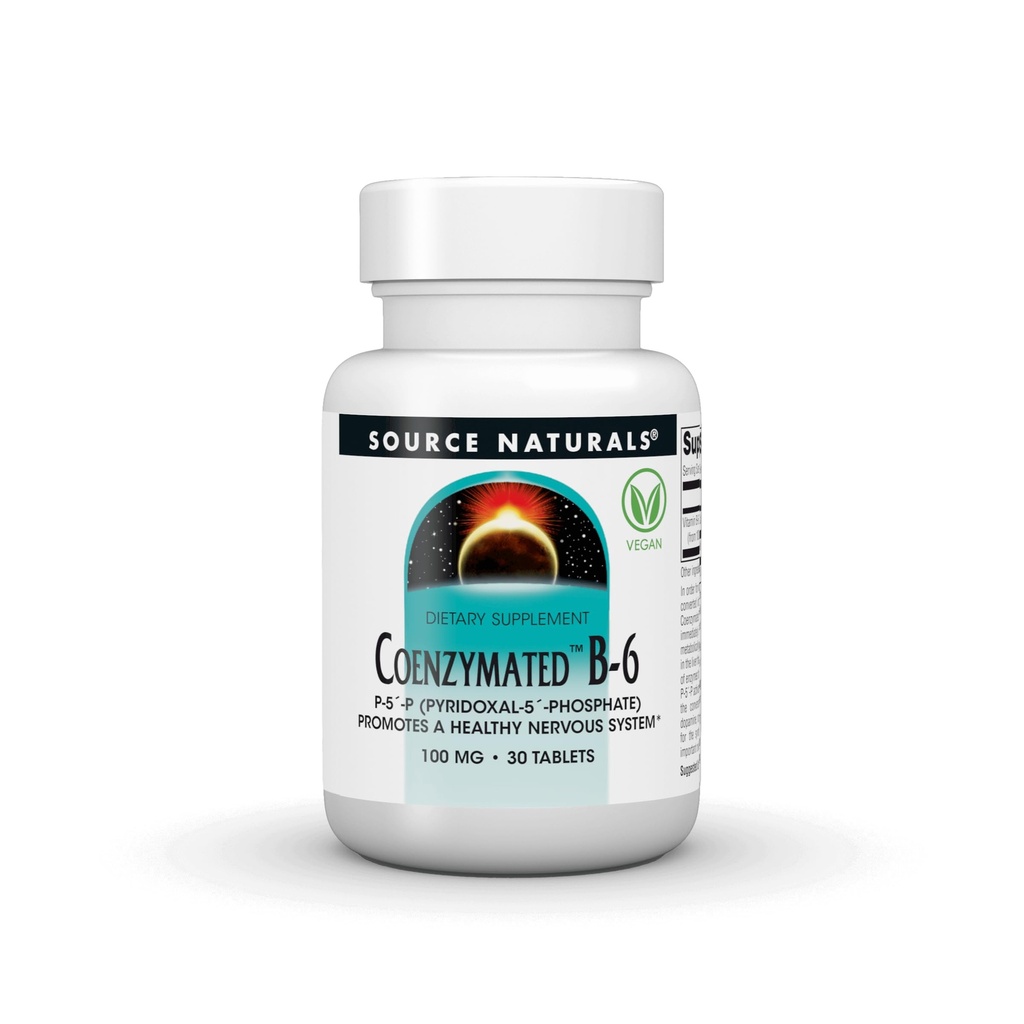 Source Naturals Συνζυμωμένο B-6, P-5 ́- P (PYRIDOXAL-5 ́- Phosphate) Προάγει ένα Υγιές Νευρικό Συτέμ * - 100 mg 60 δισκία