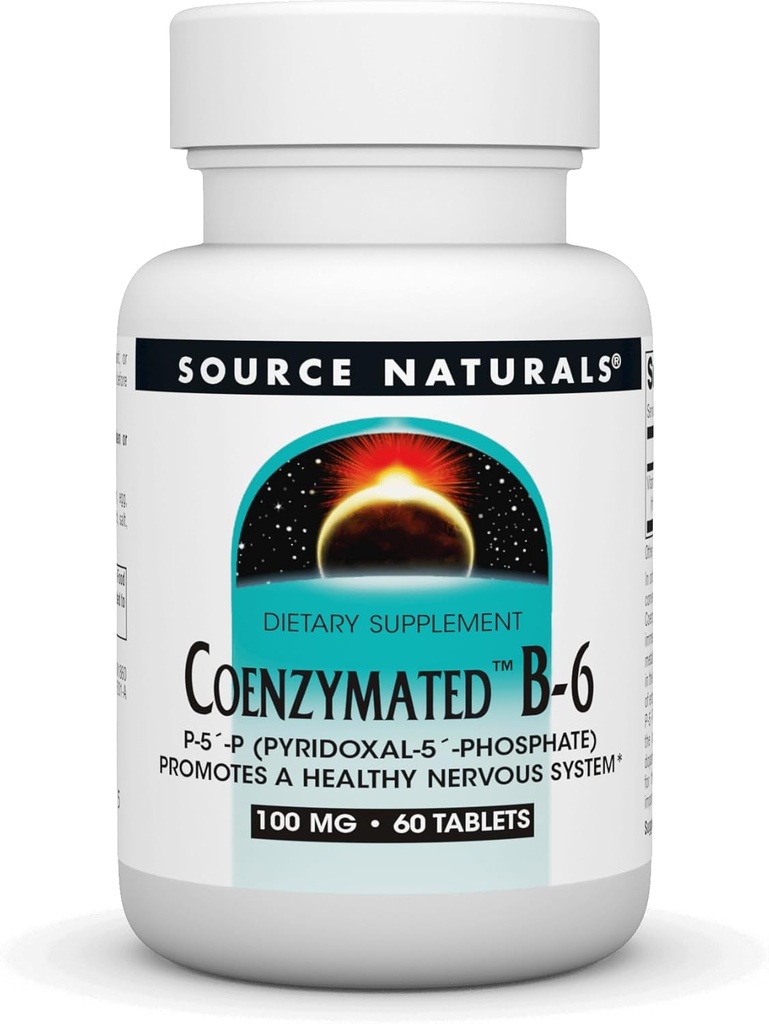 Source Naturals Συνζυμωμένο B-6, P-5 ́- P (PYRIDOXAL-5 ́- Phosphate) Προάγει ένα Υγιές Νευρικό Συτέμ * - 100 mg 60 δισκία