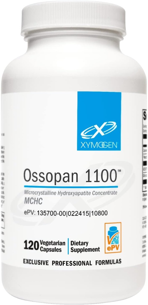 XYMOGEN Ossopan 1100 - Υποστηρίζει τη δύναμη των οστών + υγεία των οστών - Συμπλήρωμα ασβεστίου με μικροκρυσταλλικό υδροξυαπατίτη, φώσφορο - ασβέστιο για γυναίκες και άνδρες (120 κάψουλες)