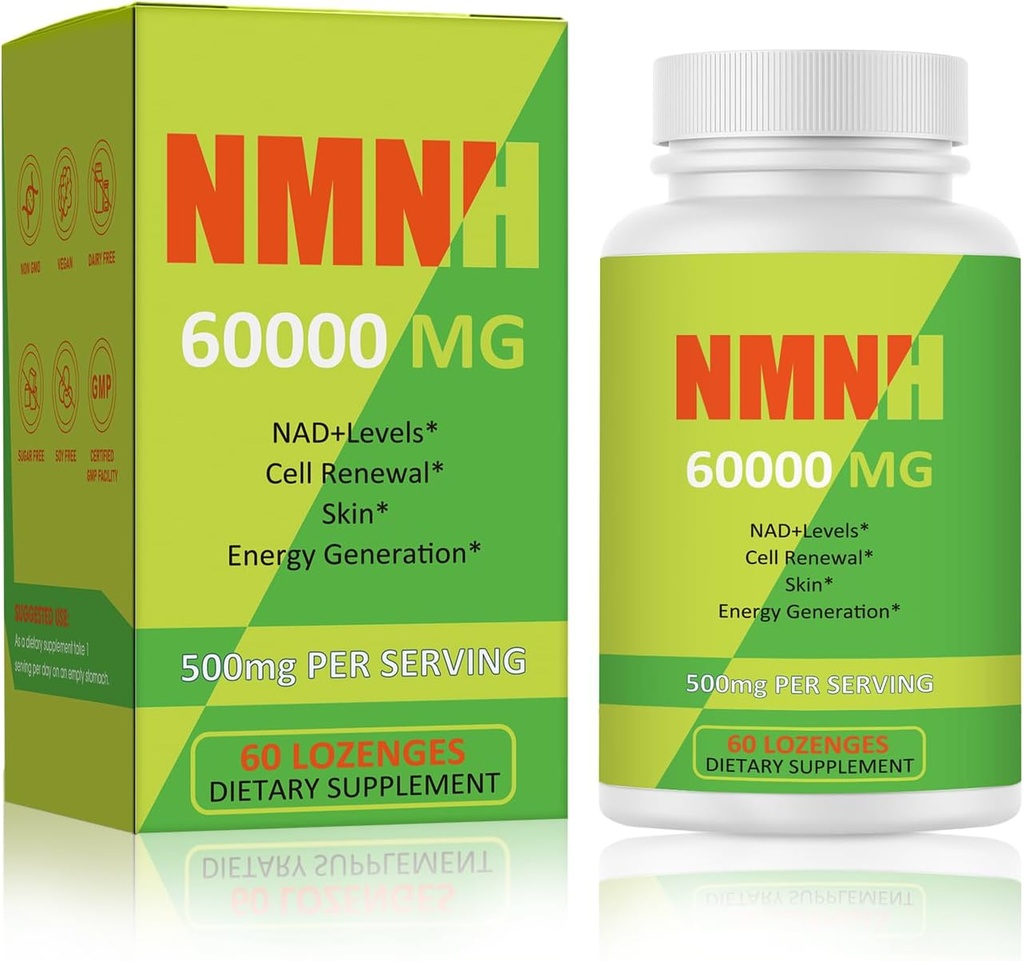 NMNH 500mg (Dihydronicotinamide Mononucleot), NMN συμπλήρωμα Εναλλακτική με NR, TMG, Resσβερατρόλη, COQ10, NAD συμπλήρωμα, ενέργεια, Boost NAD+ Επίπεδα, 60 κάψουλες