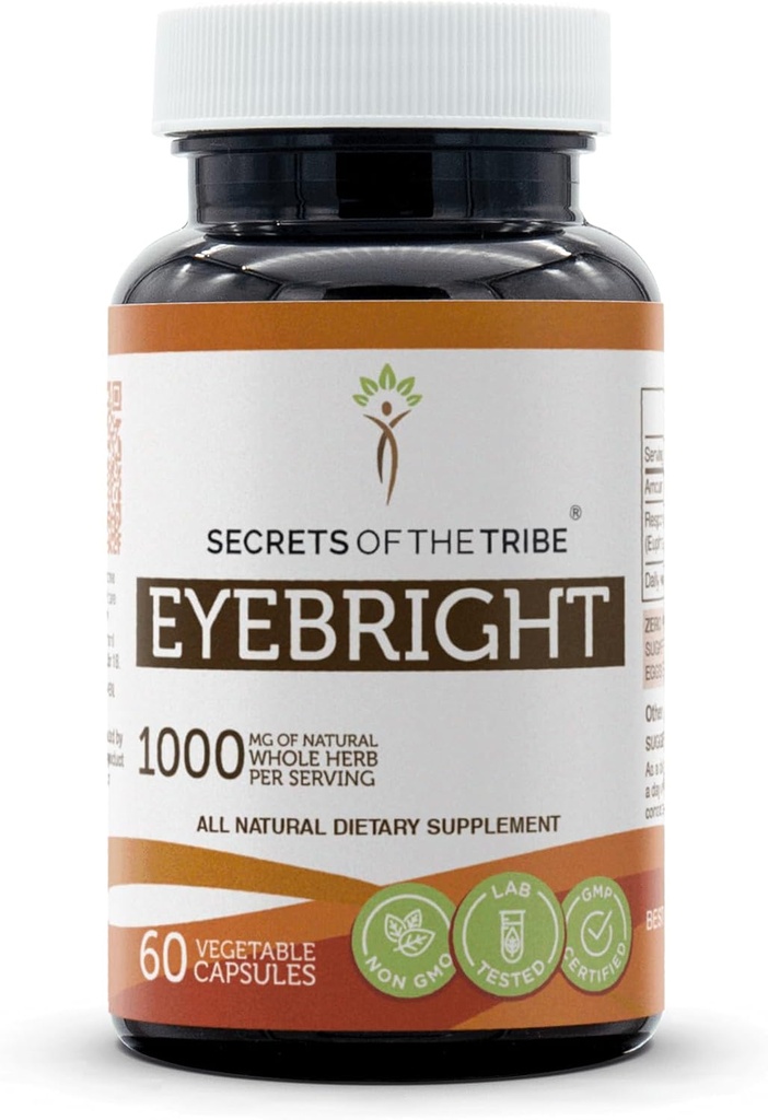 Secrets of the Tribe Eyebright 60 Capsules, 1000 mg, Responsibly farmed Eyebright (Euphrasia officinalis) Dried Herb (60 Capsules)