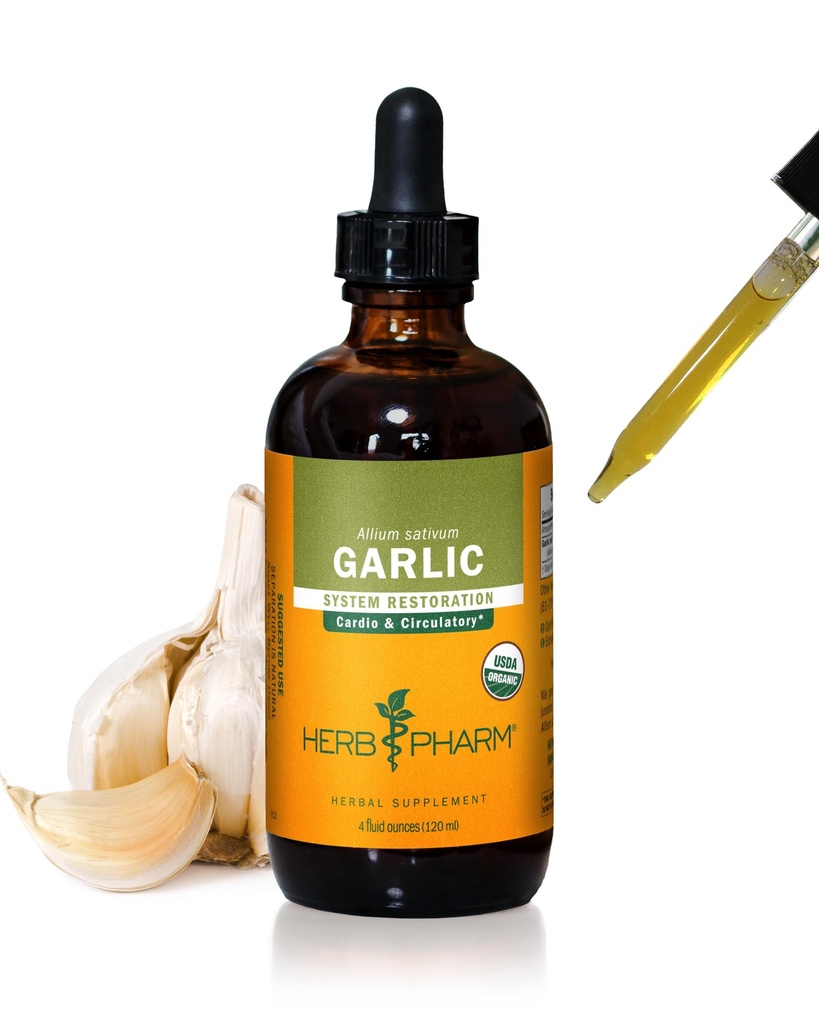 Βότανο Pharm Certified Organic Garlic Liquid Extract για Καρδιαγγειακή και Κυκλοφορική Υποστήριξη - 4 Ουγγιά