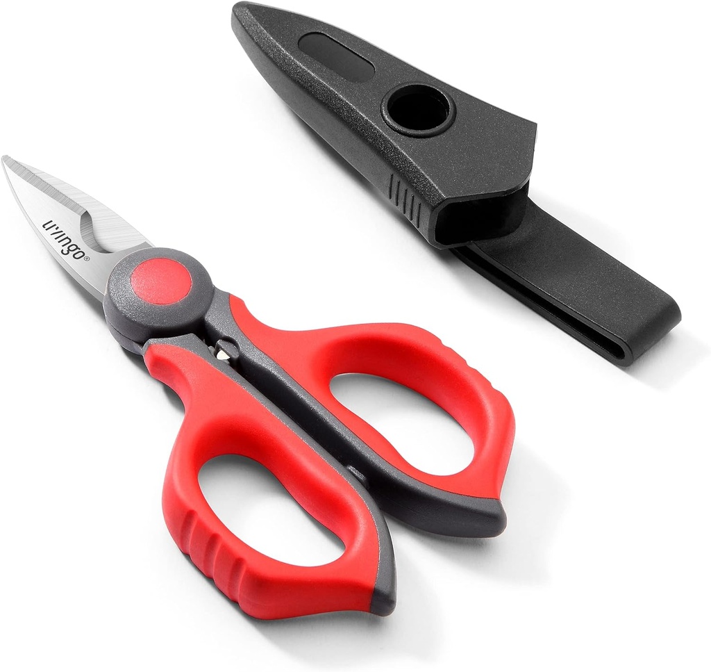 LIVINGO Ηλεκτρικό Ψαλίδι: 6 Inch Sharp βαρέων καθηκόντων ψαλίδια καλωδίων - Ανοξείδωτη οδοντωτή λεπίδα με κλιπ ζώνης, Stripper Fiber Optic, Crimping Αλουμινίου Soft Cable Line