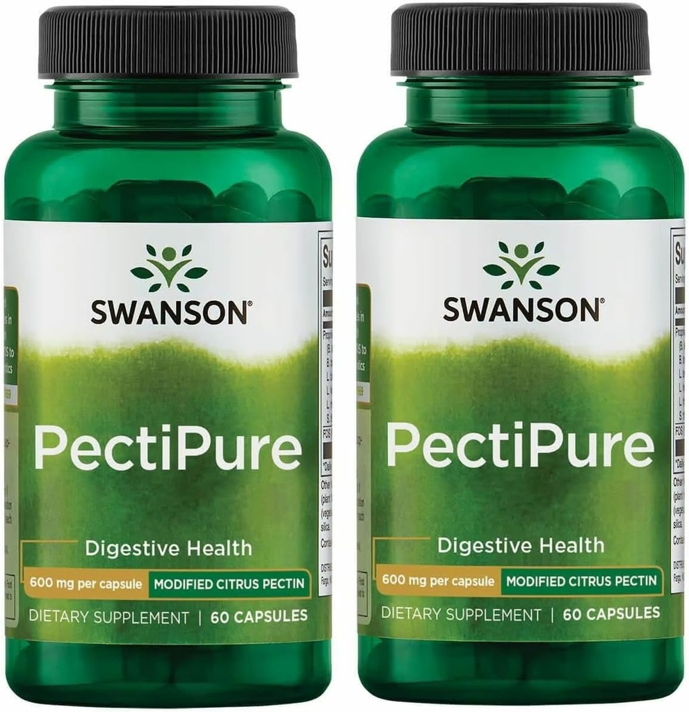 Swanson PectiPure Τροποποιημένα Citrus Pectin-Supports Πειθαρχική Υγεία και Κυτταρική Υγεία-Παραδόσεις Ελάχιστο 82% Γαλακτουρονικού Οξέως-Φυσική Ευεξία Συμπλήρωμα (60 κάψουλες, 600mg έκαστο) 2 Συσκευασία