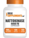BulkSupplements.com Νατοκινάση 4000 κάψουλες FU - συμπλήρωμα νατοκινάσης, που προέρχεται από το εκχύλισμα Natto, Nattokinase 100mg - Χωρίς γλουτένη, 1 κάψουλα ανά υπηρεσία, 120 κάψουλες (πακέτο του 1)