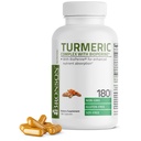 Bronson Turmeric Curcumin με BioPerine - Υψηλής ισχύος Premium Κοινή Υποστήριξη με 95% Standardized Curcuminoids - Μη ΓΤΟ Κάψουλες με Μαύρο Πιπέρι - 180 Count