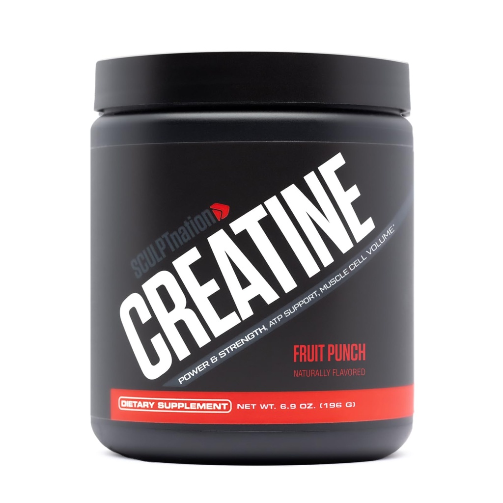 Sculpt Nation by V Shred Creatine - Premium Creatine Monohydrate Σκόνη για την υποστήριξη των μυών, της ενέργειας, και της λειτουργίας του εγκεφάλου, Fruit Punch Γεύση Creatine - 30 Υπηρεσίες