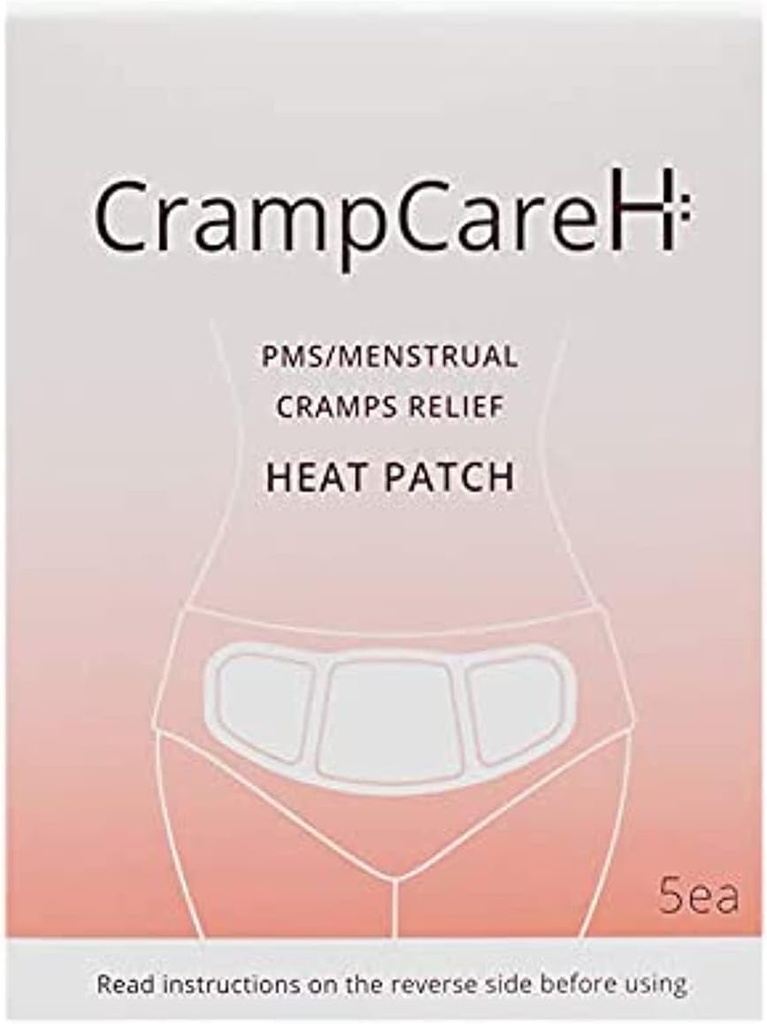 (5 Patches) CrampCareH PMS/Menstrual Cramps Relief Heat Patch with Wide Wings, FDA Εγγραφή