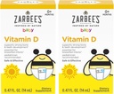 Σταγόνες βιταμίνης D του Zarbee για βρέφη, 400IU (10mcg) Υγρό συμπλήρωμα Baby & Toddler, Newborn & Up, Σταγονομετρητής Syringe, Συσκευασία των 2 Φιάλες 0,47 Fl Oz