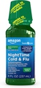 Basic Care Nighttime Cold & Flu Reliever, Pain Reliever, Fever Reducer, Cough Suppressant & Antihistamine Liquid, Original Flavor, 8 fl oz (Pack of 1)
