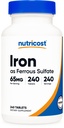 Nutricost Iron (As Ferrous Sulfate) 65mg, 240 δισκία - Μη ΓΤΟ, Χωρίς γλουτένη