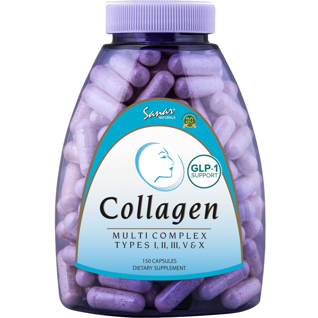 Sanar Naturals Multi Collagen Pills Type I, II, III, V, X | Extra Strength Hair, Nail, Skin, Bone & Joint Support | Hydrolyzed Collagen Supplement for Women and Men | Non-GMO, 150 Capsules