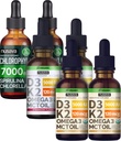 NUSAVA Flavoured D3 K2 Drops, Vanilla Flavored D3 K2 Drops, & Chlorophyl Liquid Drops Bundle - Ισχυρές Υγρές Βιταμίνες για Καρδιά, Κοινή, Ενέργεια, & Ανοσοποιητική Υποστήριξη - Μη ΓΤΟ, Χωρίς Γλουτένη, 2pk