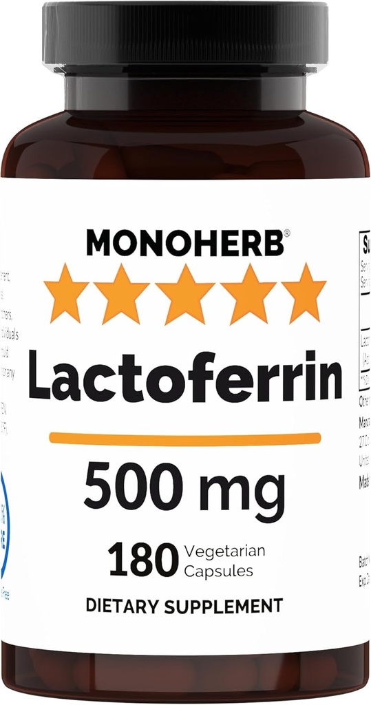 MONOHERB Pure Lactoferrin 500 mg - 180 Veg Κάψουλες - 180 Σερβιρίσματα - Πρόσθετα Δωρεάν