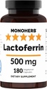 MONOHERB Pure Lactoferrin 500 mg - 180 Veg Κάψουλες - 180 Σερβιρίσματα - Πρόσθετα Δωρεάν