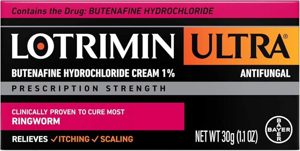 Lotrimin Ultra Ringworm Cream, Butenafine Hydrochloride 1%, Effective Antifungal Treatment of Most Ringworm, 1.1 Ounce (30 Grams)