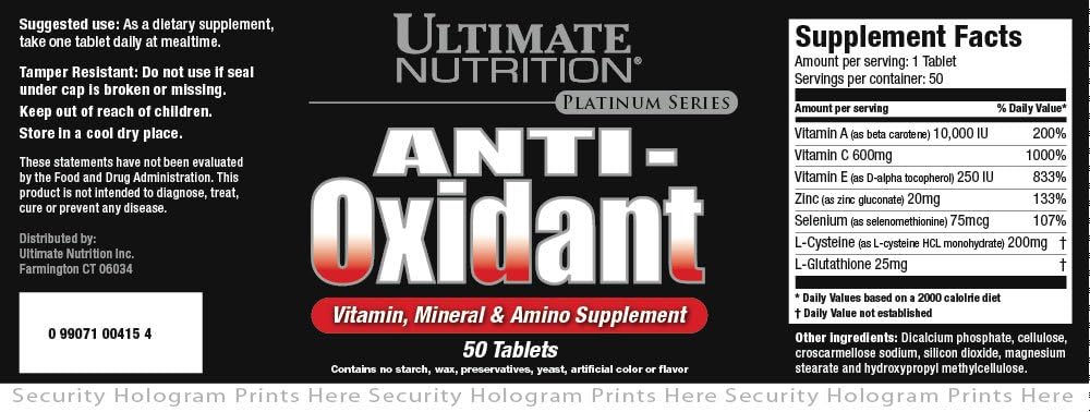 Ultimate Nutrition Αντιοξειδωτική βιταμίνη, Ορυκτό και Amino συμπλήρωμα (50 δισκία)