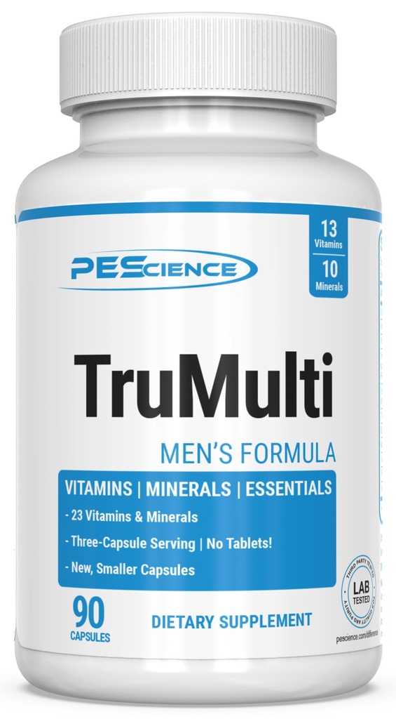 PEScience TruMulti Multivitamin for Men, Καθημερινή Φόρμουλα με Premium Βιταμίνη C, D, Ψευδάργυρος, Chromium Picolinate συμπλήρωμα για την ανοσοποιητική υποστήριξη, Χηλικά Ορυκτά, 90 εύκολο να καταπιούν κάψουλες