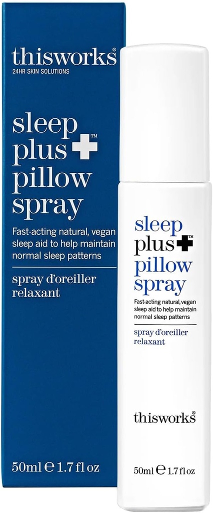 This Works Sleep Plus Pillow Spray, 50 ml - Ενεργοποίηση κίνησης Spray ύπνου Εμπλουτισμένο με λεβάντα, χαμομήλι και βετιβέρ - Spray Μαξιλαροθήκης με πλάτη Science-backed Σχεδιασμένο για να βοηθήσει Ανήσυχους Κοιμώμενους