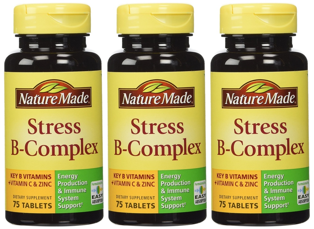 Φυσικό στρες B Complex W Ψευδάργυρος Μέγεθος 75ct (πακέτο των 3) 225 ct Σύνολο