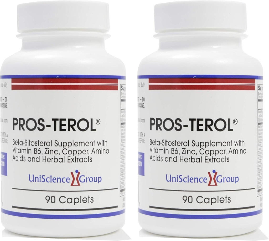 Pros-TEROL (2 σετ φιάλης), Prostate Relief με 900 mg φυτοστερόλες με κολοκύθα Σπόρους, Stinging Nattle Root, Ginger Root, Licorice Root Extracts 90 Caplets