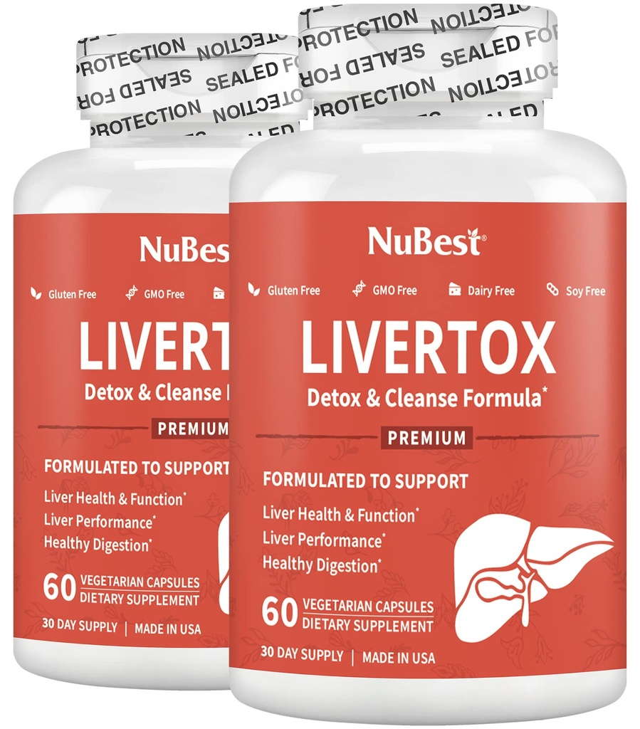 LiverTox - Advanced Liver Detox & Cleanse Formula - Herbal Liver Support with Milk Thistle, Turmeric, Artichoke, Dandelion, Beet & Zinc Helps Liver Function & Digestion | Pack 2