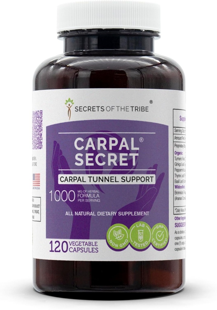 Μυστικά της Φυλής - Carpal Secret, Carpal Tunnel Support, Βότανο συμπλήρωμα Blend (120 κάψουλες)