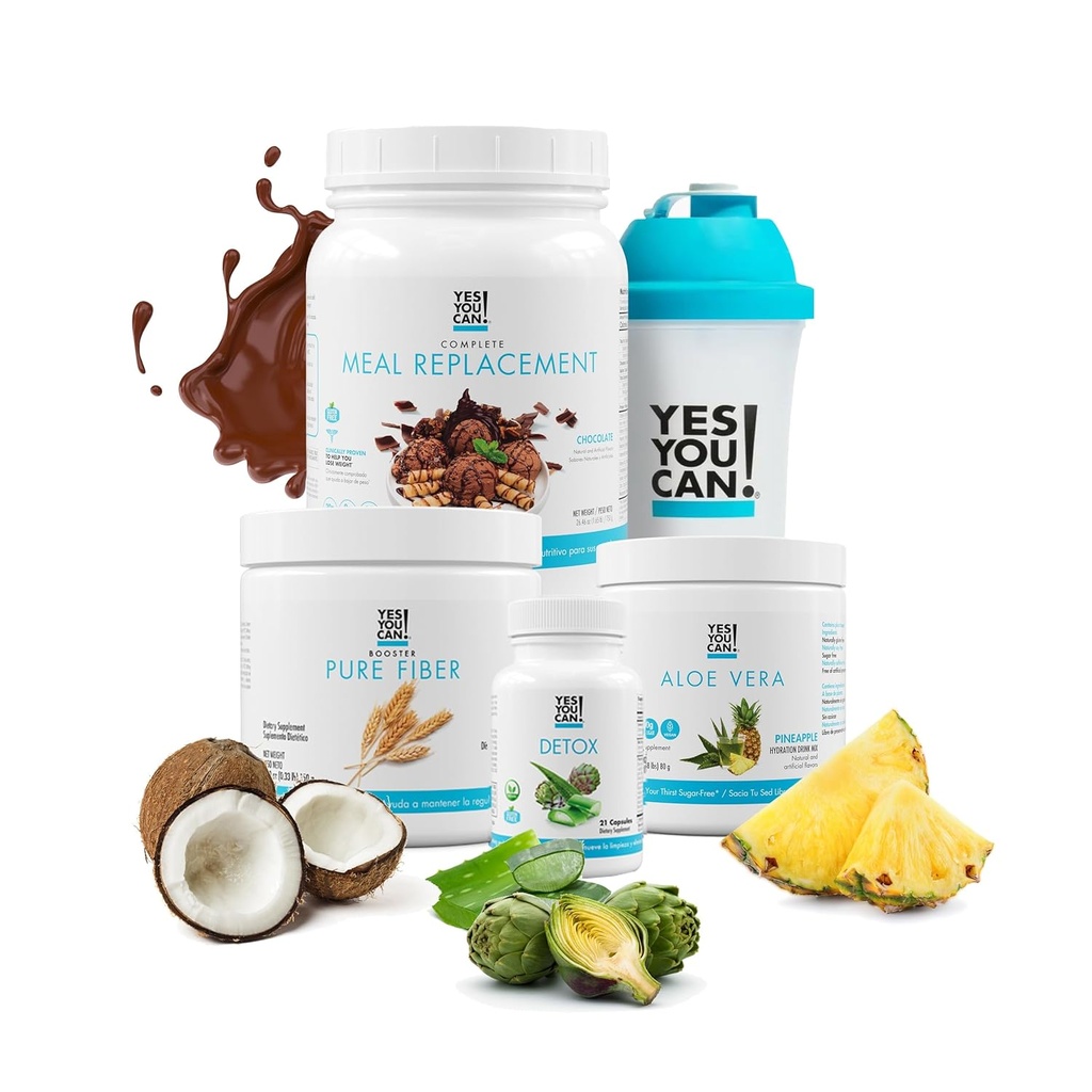 Detox Plus Kit, Daily Cleanse Pure Fiber Meal Replacement, Drink Mix, Shake Booster and Supplement, Body Cleanse Kit for Women, Daily System Cleanse - Σοκολάτα, Αλόη Βέρα Χιμπίσκους