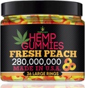 Hemp Gummies for Peace and Relaxation-High Potency Hemp Oil Gummys Peach-Fresh Full Flavor-Natural Hemp Edibles-for Back, Knees, Calm, Sleep, Discomfort-36 Large Rings-Made in USA