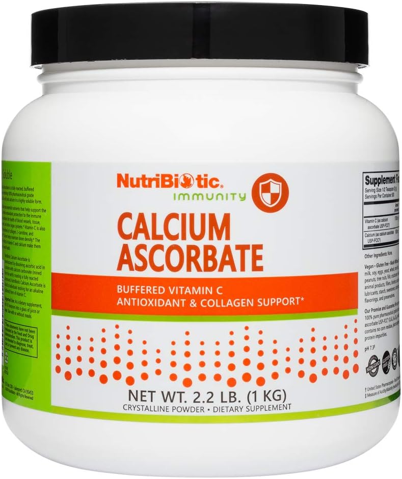 NutriBiotic Ασκορβικό ασβέστιο σε σκόνη βιταμίνης C, 2,2 Lb - Βασικό συμπλήρωμα υποστήριξης αντιοξειδωτικών & κολλαγόνου