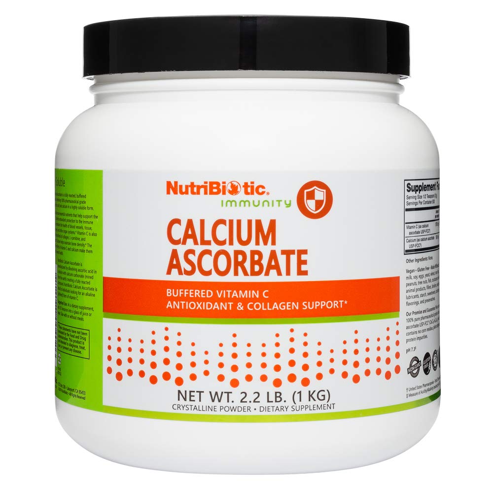 NutriBiotic Ασκορβικό ασβέστιο σε σκόνη βιταμίνης C, 2,2 Lb - Βασικό συμπλήρωμα υποστήριξης αντιοξειδωτικών & κολλαγόνου