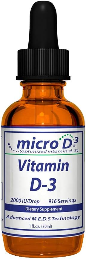 Nutrasal Micro D3 Vitamin D-3 σταγόνες - Υψηλή Πυκνότητα (2 εκατομμύρια IU) Βιταμίνη D3 με Nano Technology και έως 10X Περισσότερες Απορρόφηση -1 oz (30 ml)
