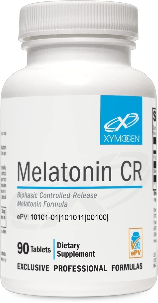 XYMOGEN Μελατονίνη CR - Time Release Μελατονίνη 5mg Συμπλήρωμα με Βιταμίνη Β6 - Νύχτα + Ανοσολογική Υποστήριξη - Διφασικές κυκλοφορίες Παράδοσης Γρήγορα Στη συνέχεια Στεαδιώς (90 δισκία παρατεταμένης αποδέσμευσης)