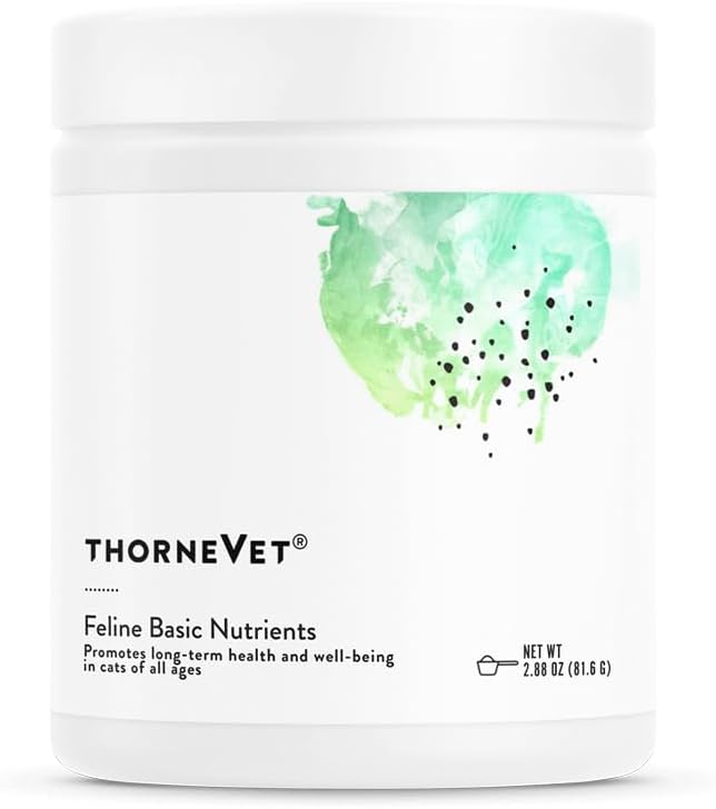 ThorneVet Feline Basic Nutrients - Multivitamin and Mineral Powder Health Supplement for Cats of All Ages - με Αμινοξέα, Ωμέγα 3 Λιπαρά Οξέα & Προβιοτικά - Νόστιμο Ήπαρ βοείου κρέατος Γεύση - 120 Scoops