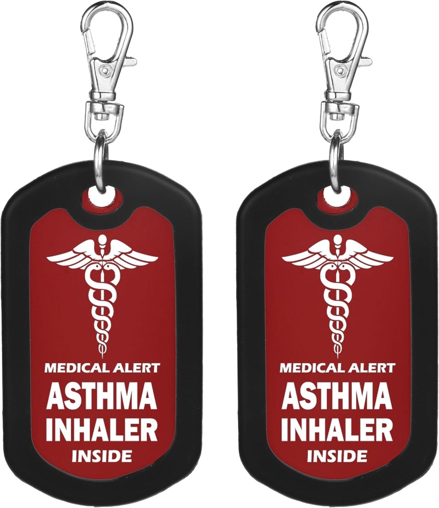 Mnmoom 2pcs Asthma εισπνοέας μέσα ετικέτα-κόκκινο ιατρικό συναγερμό Zipper τσάντα έλξης