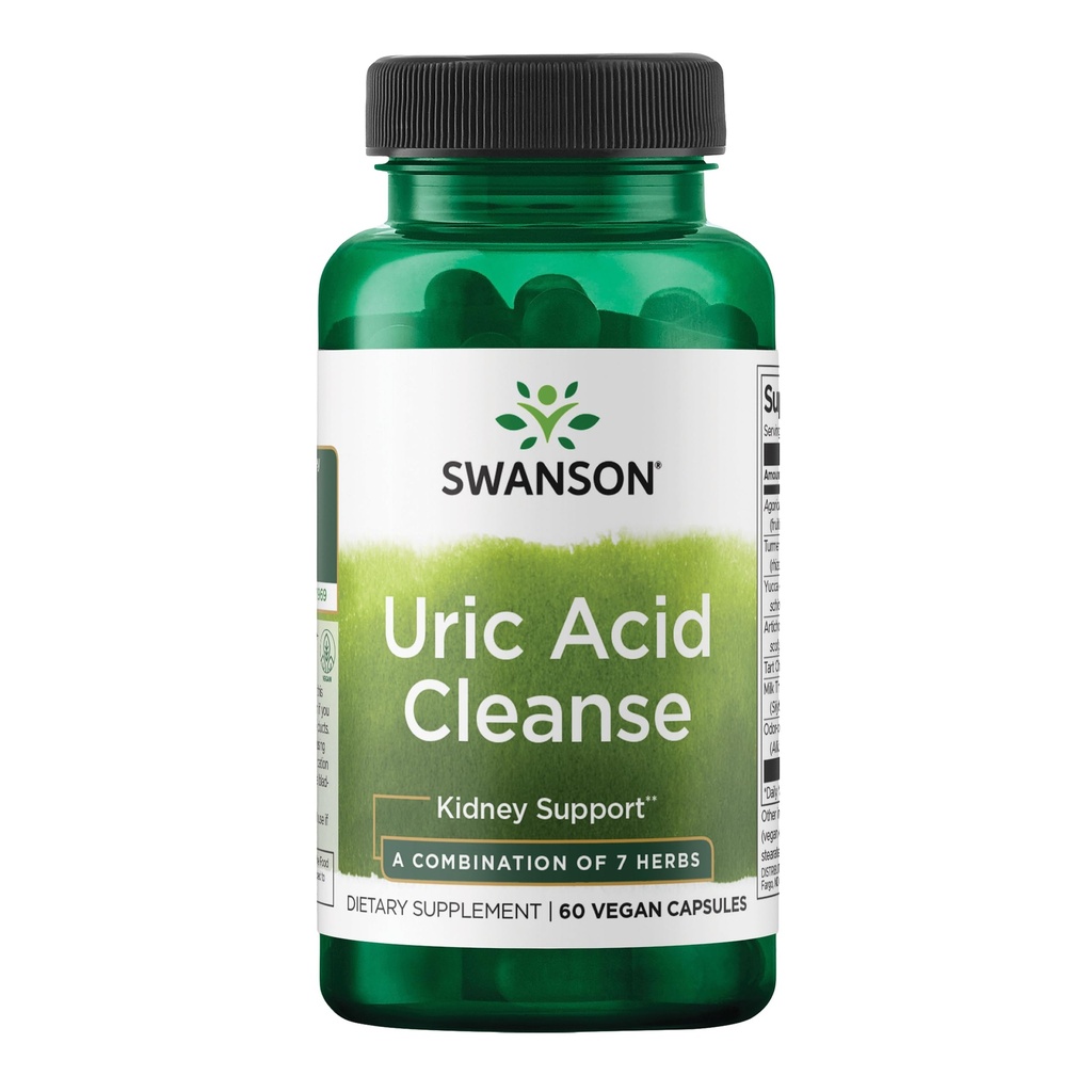 Swanson Uric Acid Cleanse - Φυσικό συμπλήρωμα για την προώθηση της υποστήριξης των νεφρών - χαρακτηριστικά ενός ισχυρού συνδυασμού 7 βότανα - (60 κάψουλες λαχανικά)