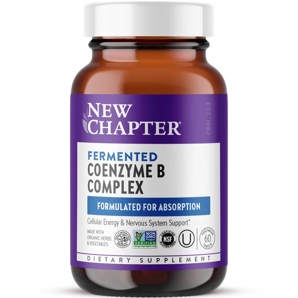 New Chapter Vitamin B Complex – Ζυμωμένο Σύμπλεγμα Συνένζυμο Β Πλούσιο σε Βιταμίνη Β12 + Βιταμίνη Β6 + Βιοτίνη + Κατασκευασμένο με Βιολογικά Συστατικά - 60 ct
