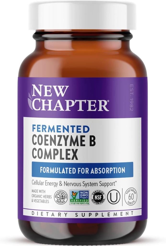 New Chapter Vitamin B Complex – Ζυμωμένο Σύμπλεγμα Συνένζυμο Β Πλούσιο σε Βιταμίνη Β12 + Βιταμίνη Β6 + Βιοτίνη + Κατασκευασμένο με Βιολογικά Συστατικά - 60 ct
