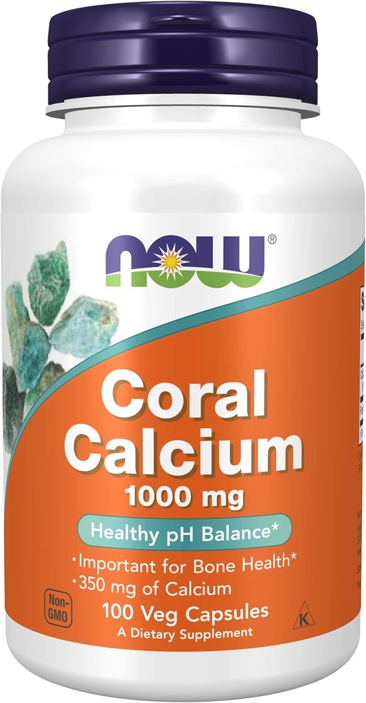NOW Coral Calcium 1000mg, 100 κάψουλες (πακέτο των 2)