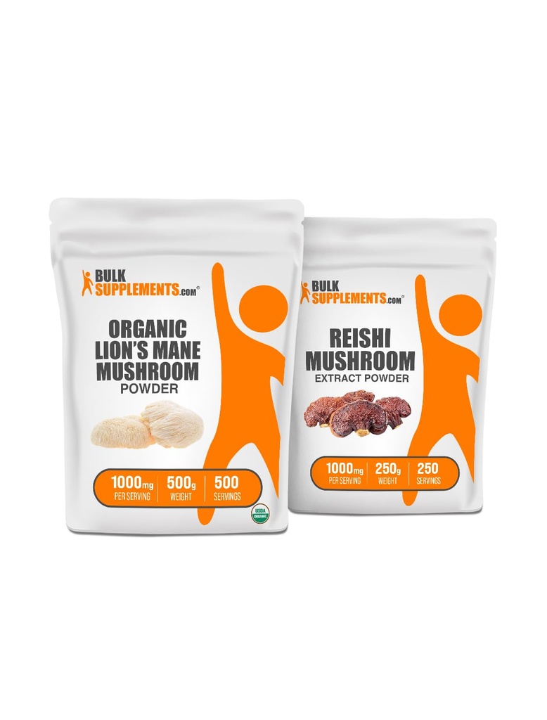 BulkSupplements Organic Lion's Mane Mushroom Extract + Reishi Mushroom Extract Bundle