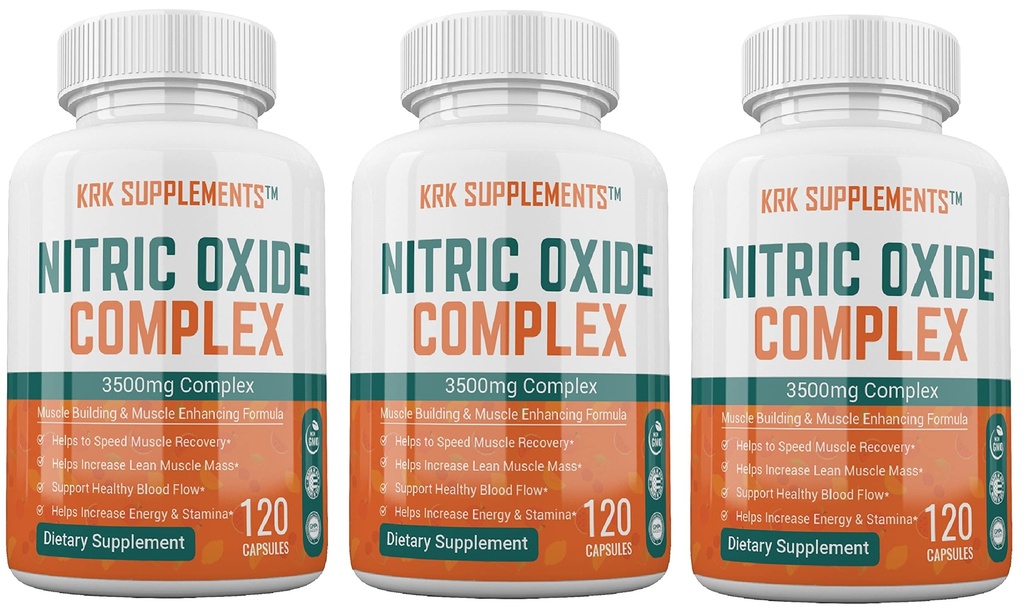 3 μπουκάλια Nitric Oxide Complex 3500mg ανά υπηρεσία L-αργινίνη HCL AAKG AKG Άλφα Κετογλουταρική Κιτρουλλίνη Μηλατικό 360 Σύνολο Καψακίων