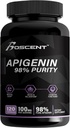 Συμπλήρωμα Apigenin 100mg από το εκχύλισμα χαμομηλιού 120 Count - 98% καθαρότητας- Συμπλήρωμα Apigenin για τον ύπνο, Mood, Cognition, Prostate υγεία - Άριστη βοήθεια ύπνου, Μη ΓΤΟ, Χωρίς πληρωτικά - 4-Month Supply