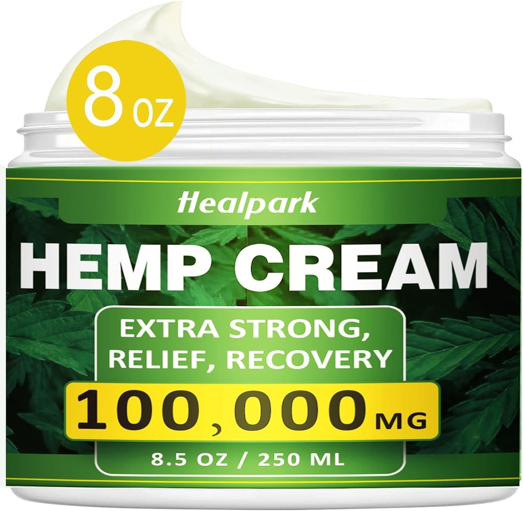 Healpark Φυσική Κρέμα κάνναβης - 8.5 fl oz -με Arnica,MSM, Turmeric, Menthol