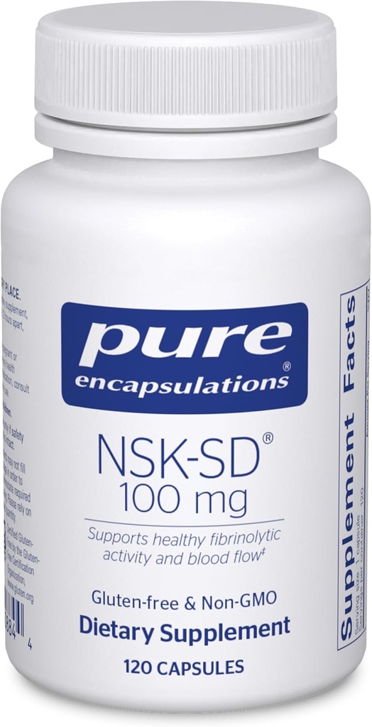 Καθαρές Εντοπίσεις NSK- SD - 100 mg Nattokinase - για Κανονική Κυκλοφορία Αίματος - Υποστηρίζει Ινωδολυτική Δραστηριότητα * - Χωρίς Γλουτένη & Μη ΓΤΟ - 120 Κάψουλες