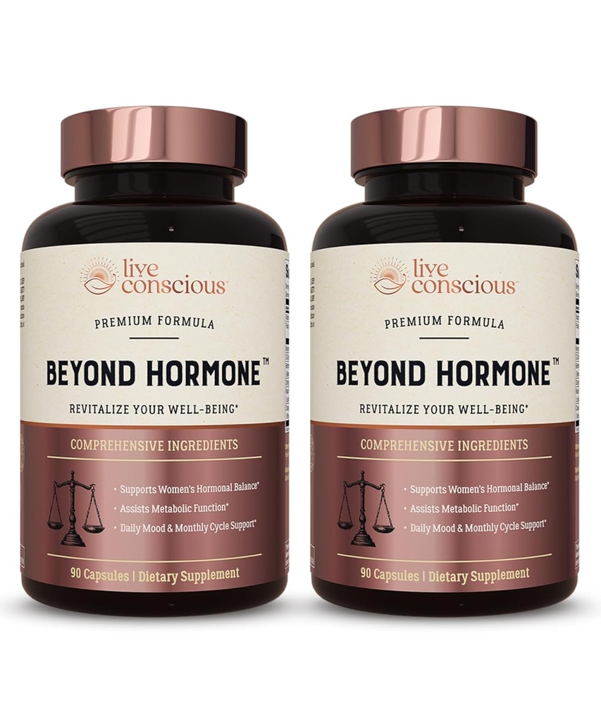 Live Consciious Beyond Hormone Καθημερινή Εμμηνόπαυση & Συμπλήρωμα PMS - Μεταβολισμός Υποστήριξη & Υγιεινή Οιστρογόνο Ισορροπία για τις γυναίκες - Βερβερίνη, DIM, Chaste Tree Berry, Maca Root, Myo & D-Chiro-Inositol - 90 Ct.